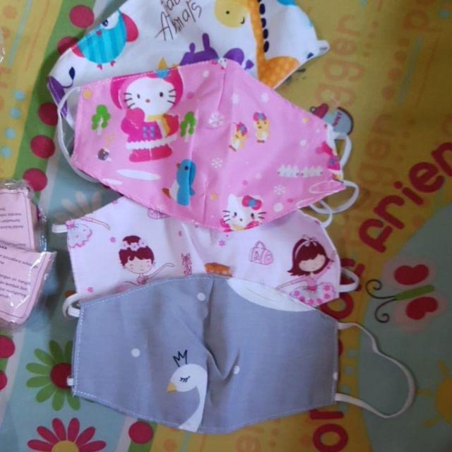 Masker kain ANAK earloop 2 lapis motif random