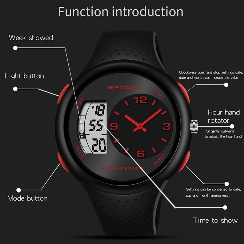 EXCLUSIVE SANDA 763 JAM TANGAN PRIA DIGITAL ANALOG TALI RUBBER CHRONOGRAPH ANTI AIR
