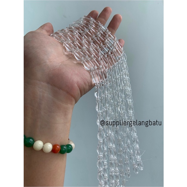 manik ujung kepala tasbih GUCI PUTIH bening aksesori kalung gelang 8mm