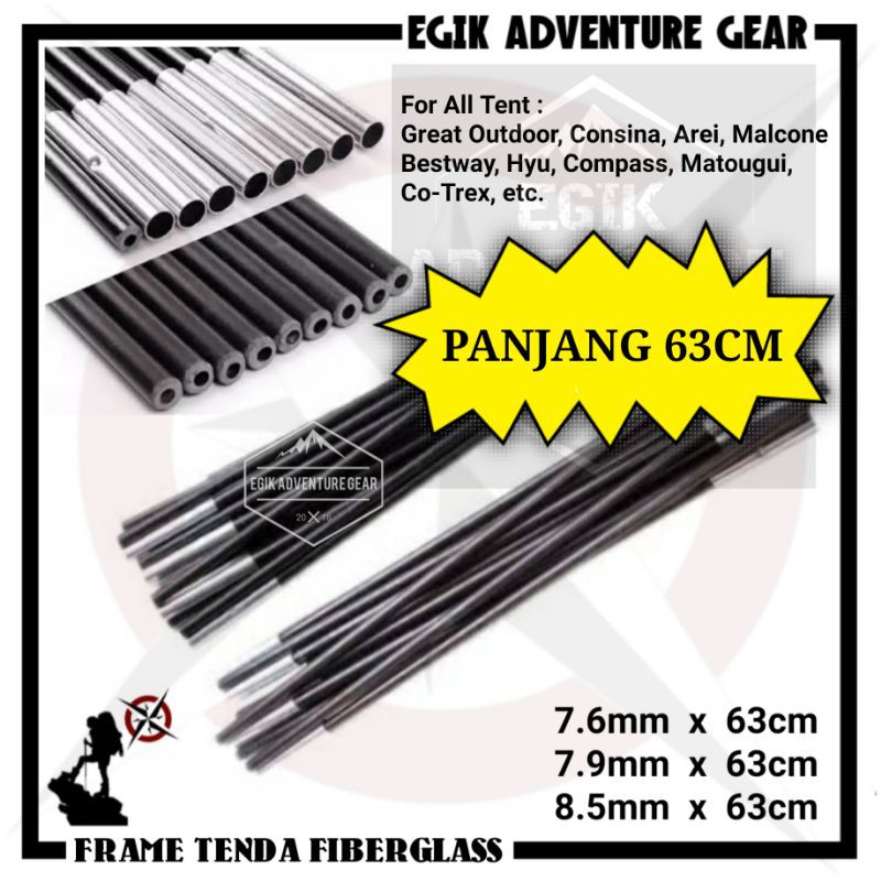 Frame Tenda | Frame Tenda Fiber Panjang 60cm | Frame Tenda 7,6mm 7,9mm 8,5mm