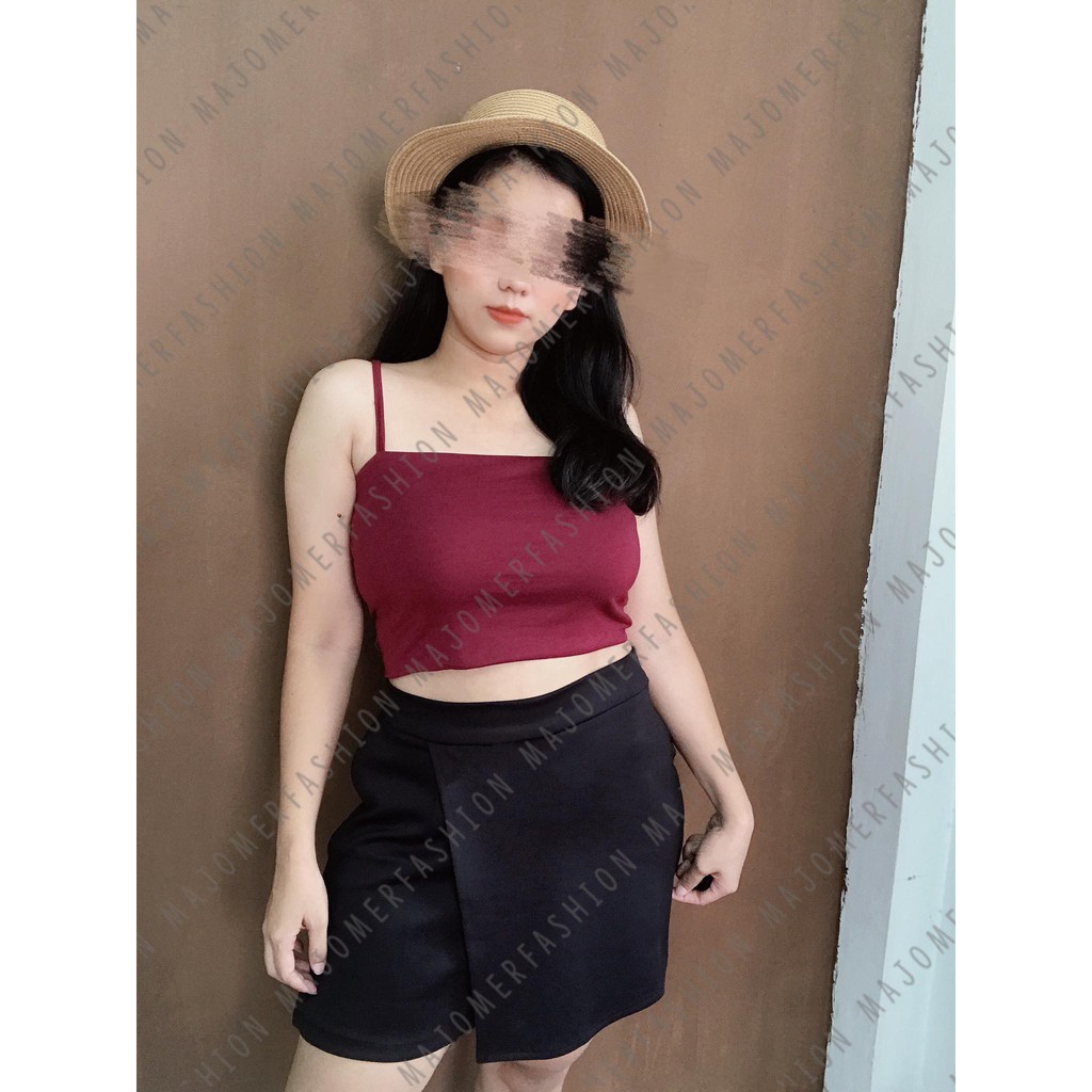 MAJOMER ® | GABRIEL TANK TOP - CROP TOP KOREA ATASAN WANITA-MAROON