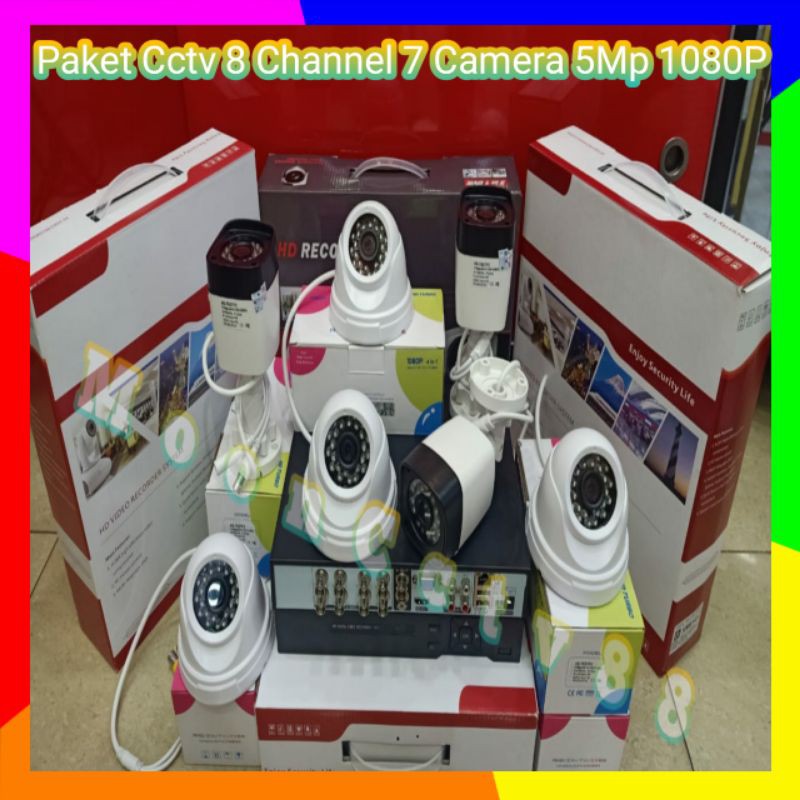 Paket Cctv Xmeye 8 Channel 7 Camera 5Mp Full HD 1080P Komplit