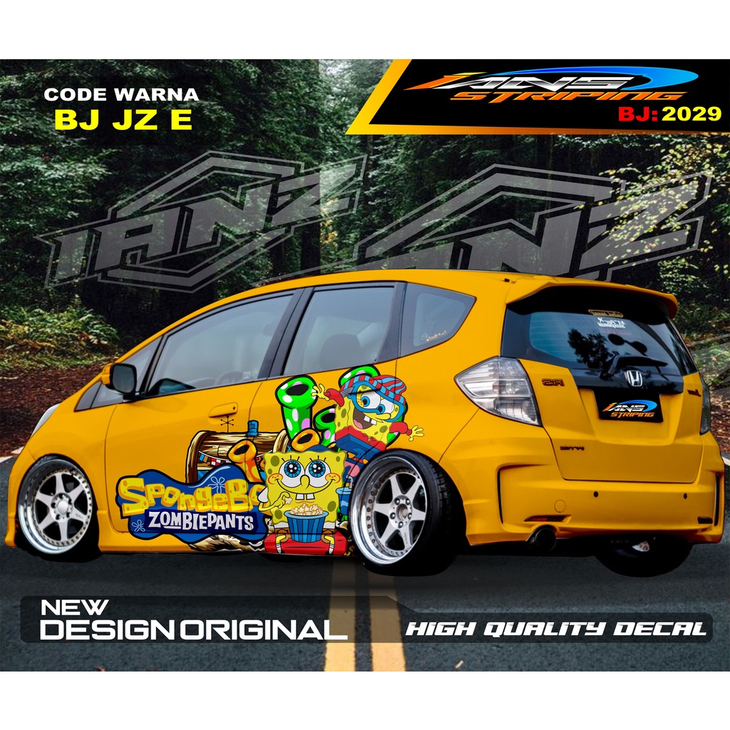 STIKER SPONGEBOB SQUARPANT  DECAL MOBIL HONDA JAZZ BRIO AGYA AYLA / VARIASI STICKER BODY SAMPING MOBIL BRIO MOBIL JAZZ / STIKER MOBIL