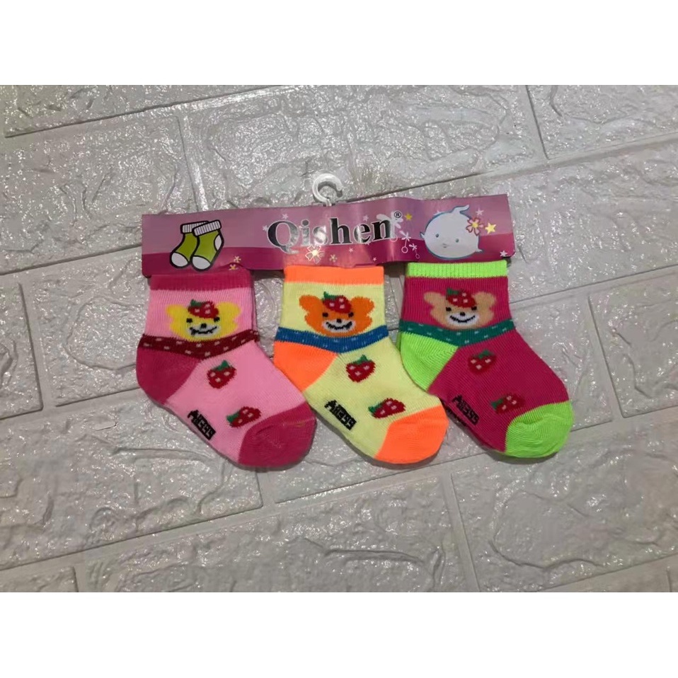 Kaos Kaki Bayi Motif 3in1 Polos Antislip 0-6 Bulan Newborn Variasi Lurus Lipat