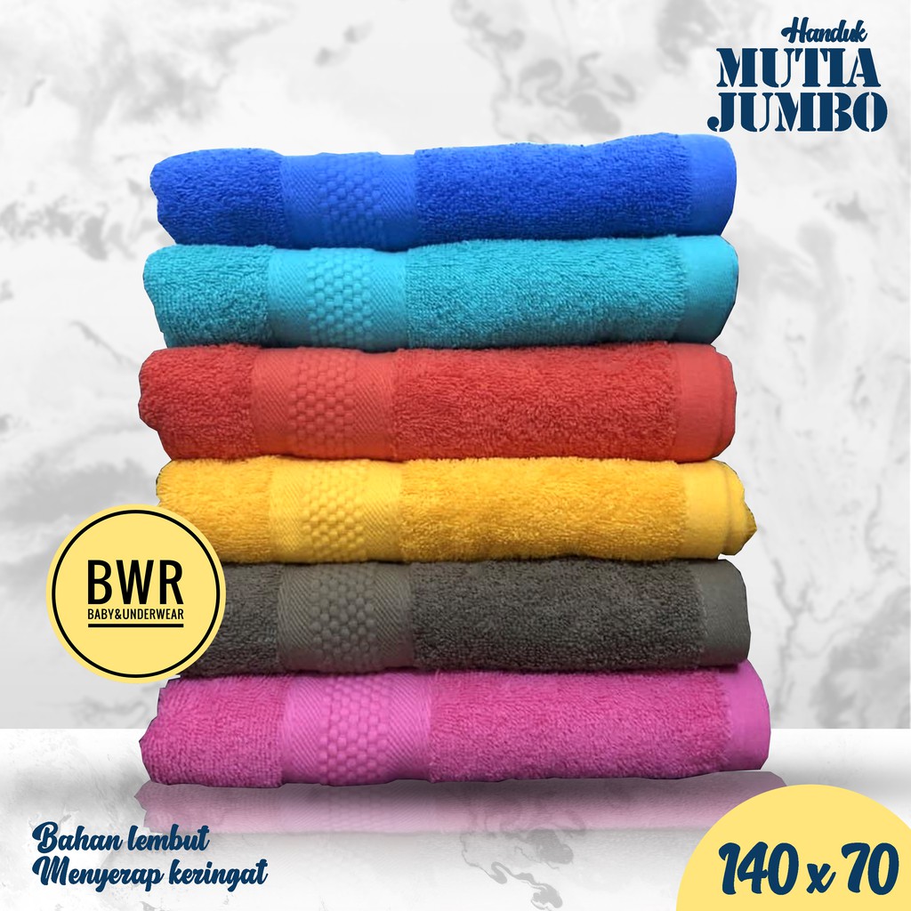 Handuk MUTIA JUMBO 140 x 70 | Handuk Mandi Dewasa Jumbo Cotton Lembut - Bwr