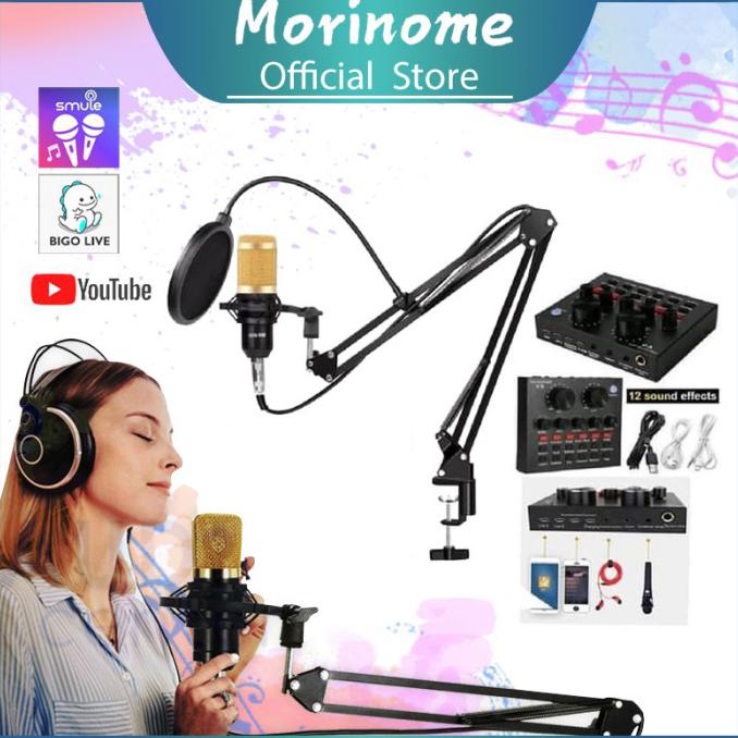 Morinome Microphone Mikrofon Kondenser Studio dengan Mic Bm 800+Stand - Hitam
