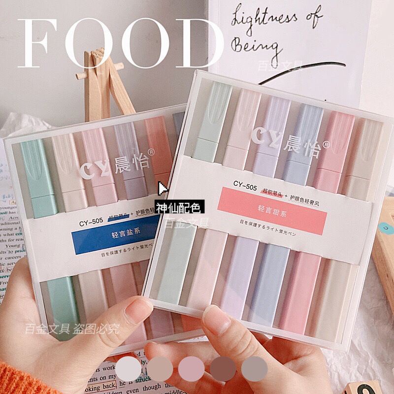 

KIANDAA 6pcs highlighter set morandi warna pastel soft halus set stabilo double tip dual tip soft tip korean penanda tulisan jurnal stationery makassar cod