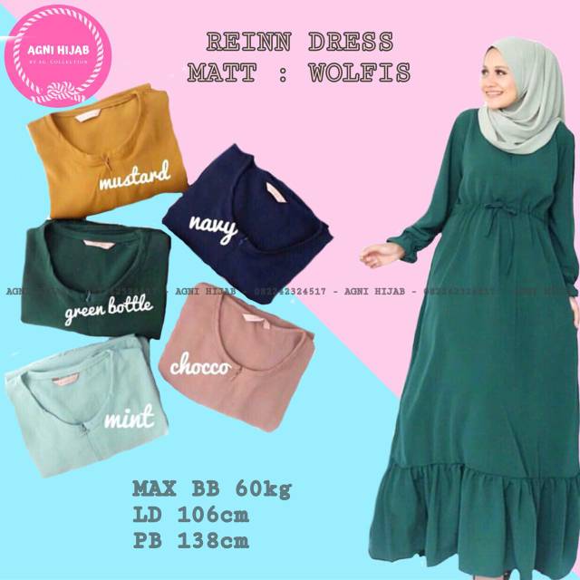 Gamis Wolfis Woolpeach Wolpis Umbrella Polos Renda Lengan Rempel Saku Murah Realpic