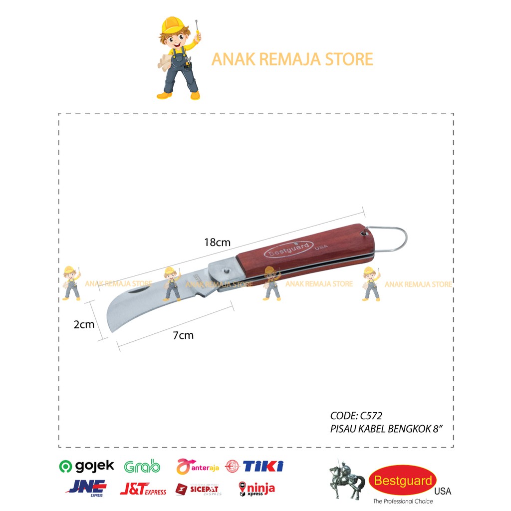Bestguard Pisau Kabel Bengkok 8"