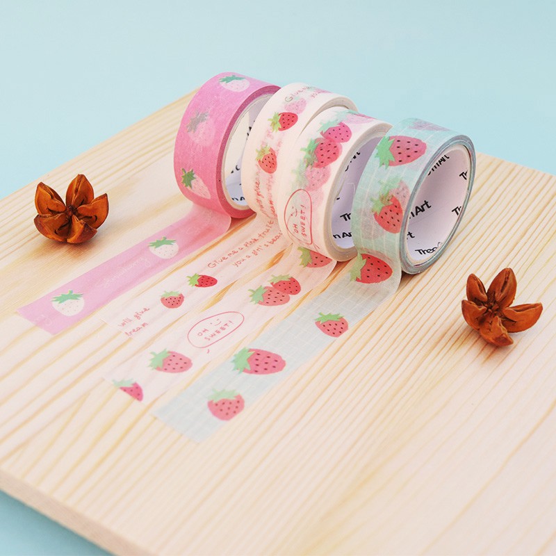 Jual Selotip Hias Masking Tape Strawberry Pattern Kertas Washi Bagus
