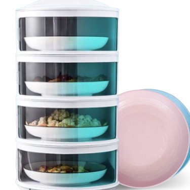 SALE !!! Rak Susun Makanan 4Layer Free 2Piring Plastik Cantik - Tempat Display Penyimpanan Makanan Free 2Piring Plastik Cantik