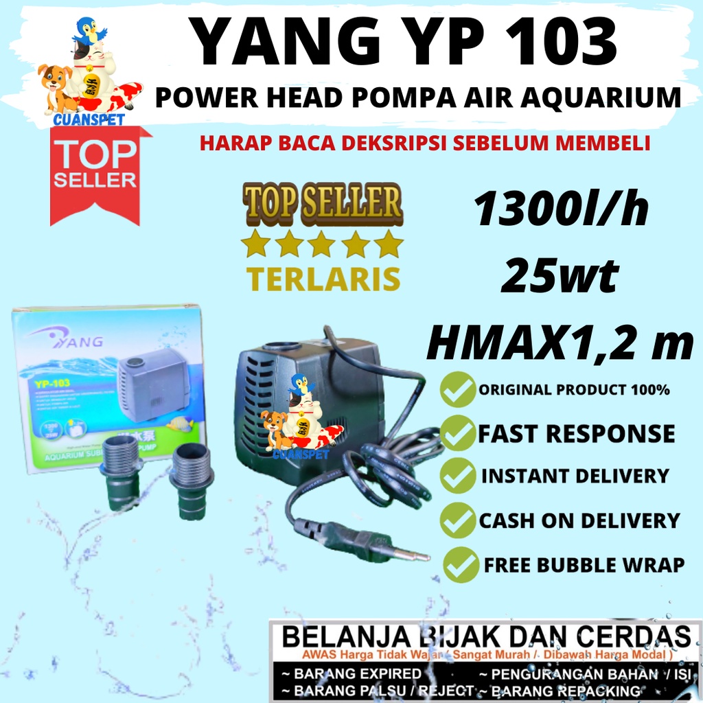 promo shopee premium power head pompa air aquarium aquascape kolam IKAN HIAS yang yp 103 25wt 1300l/