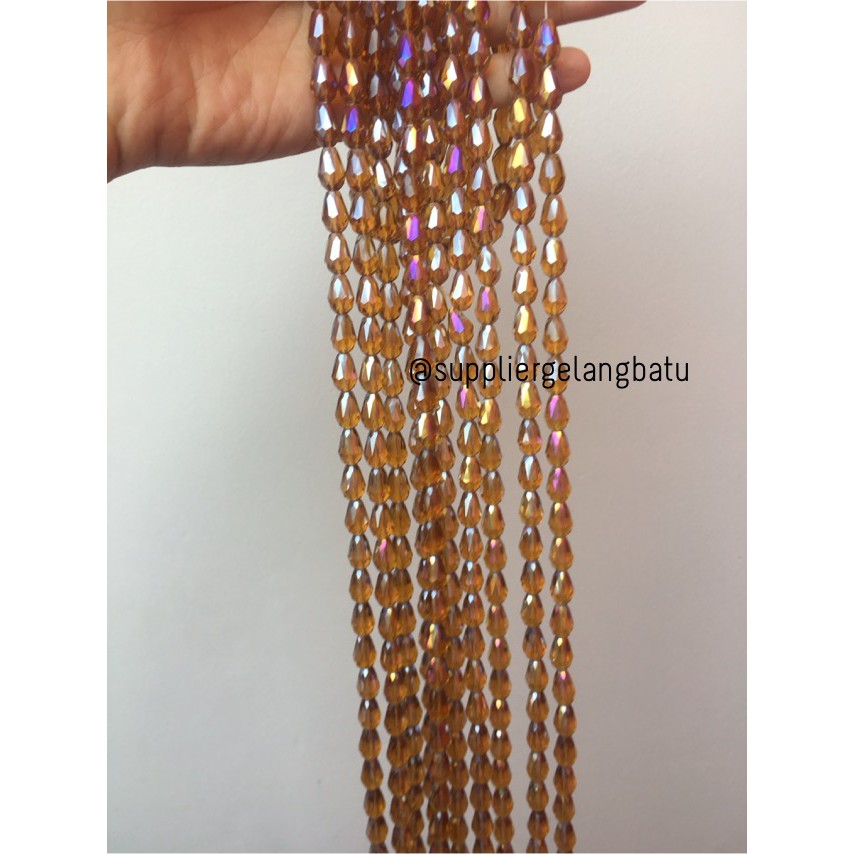 kristal Tetes ceko 13mm x 8mm GOLD CHAMPAGN bead crystal acrillic BEAD aksesoris bahan craft fashion