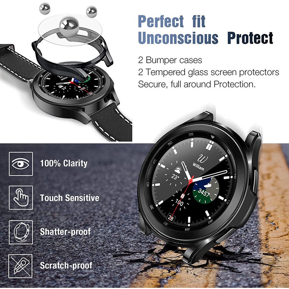 3pcs Pelindung Layar Tempered Glass HD Untuk Samsung Galaxy Watch 4