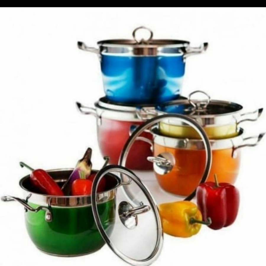 Panci Stainless 10 Pcs Dengan Tutup - Dutch Oven 10 Pcs Set