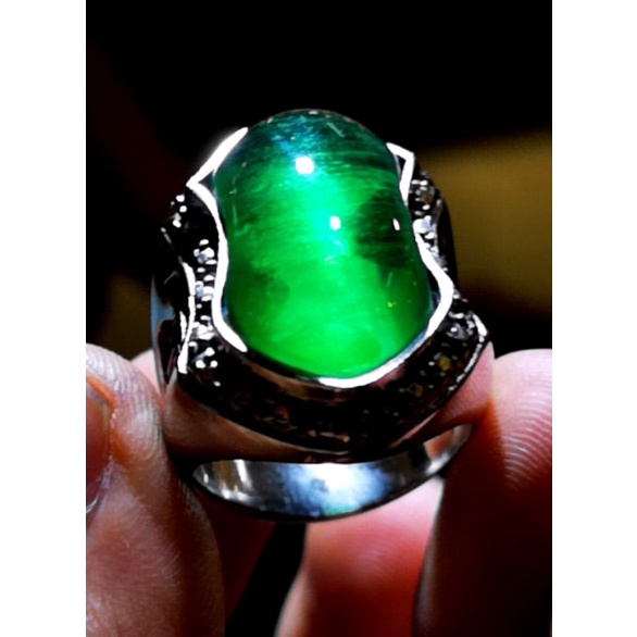 Batu Akik Cincin Pria Jamrud Kalimantan Asli original crystal HQ