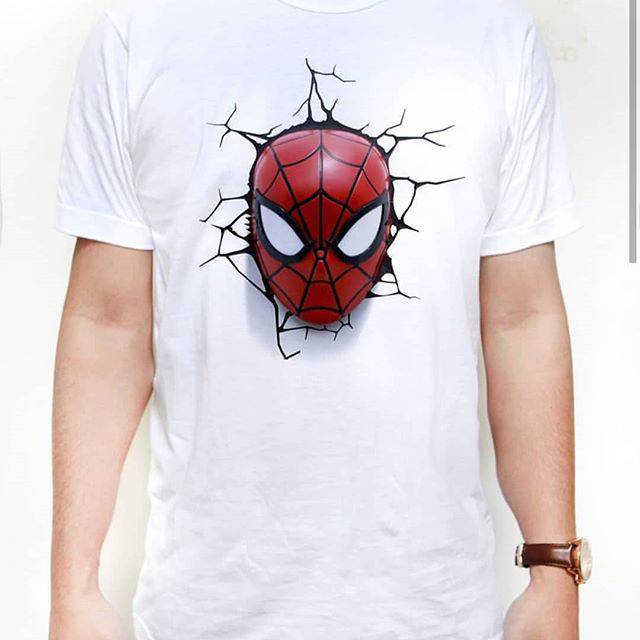 Baju Spiderman Kaos Spiderman Head 3D Crack