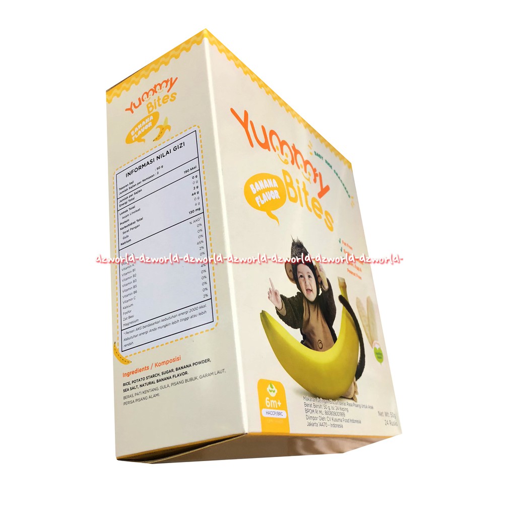 Yummy Bites Banana Flavour Baby Rice Crackers Biskuit Bayi Snack 50gr