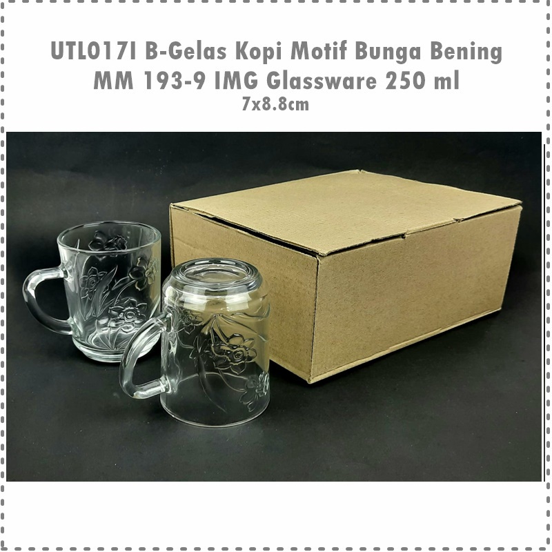 [6pcs] UTL017I B-Gelas Kopi Motif Bunga MM 193-9 IMG Glassware 250 ml