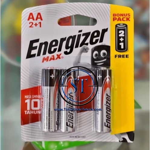 Baterai / Battery (Alkaline Battery) AA / A2 Energizer Max batre Jam Batrei isi 3 pcs 2+1 Kualitas Tahan Lama Awet