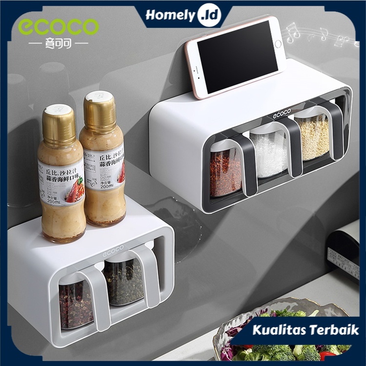 Rak Gantung Tempat Bumbu Dapur Tempel Dinding Rak Plastik Kotak Garam Merica Serbaguna Premium