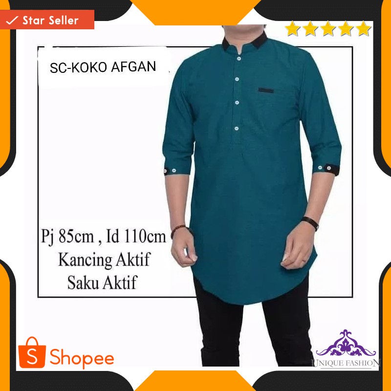 Koko Afgan Tosca Sc Baju Koko Pria Katun Hijau Tosca
