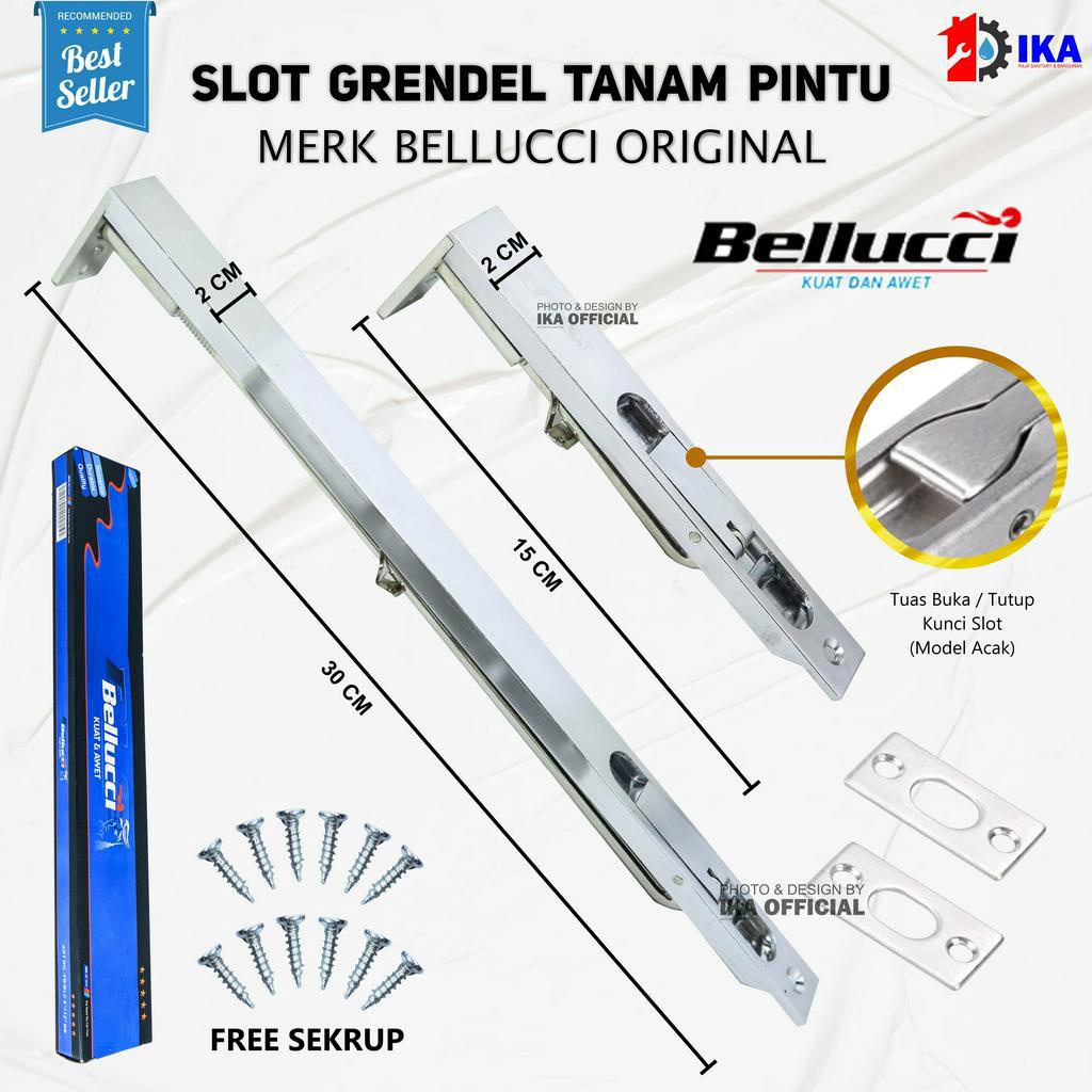 Grendel tanam BELLUCCI / MORECHI ORI 6&quot; + 12&quot; inch 15 cm &amp; 30 cm pintu kuputarung Stainles Slot Pengunci Kunci