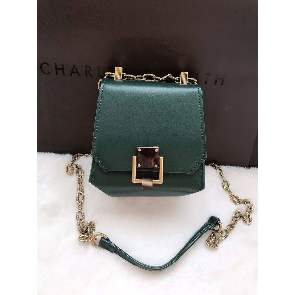 Charles&Keith C736 Shoulder Bag Black Green Taupe Pink Yellow