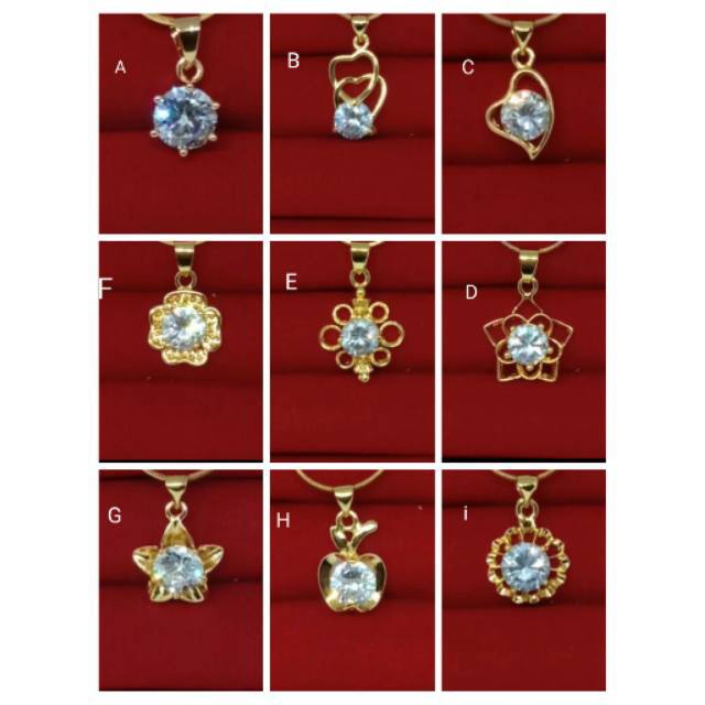 C02. Liontin kalung wanita lapis emas dgn mata zircon