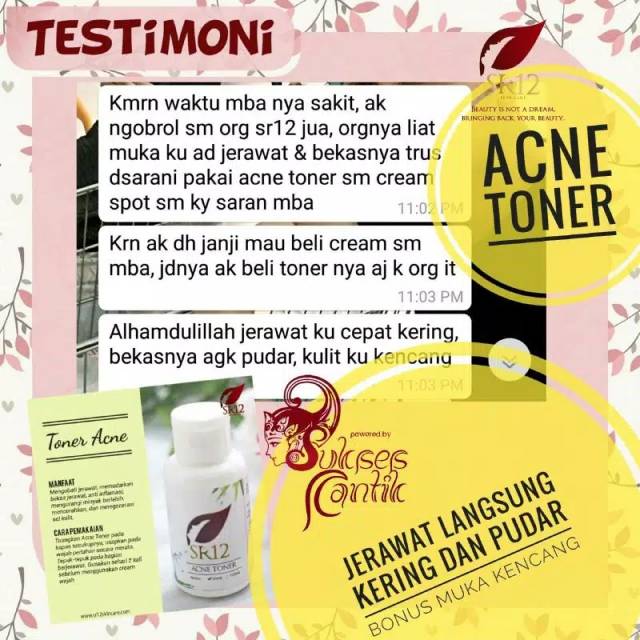 ACNE TONER SR12/ TONER JERAWAT/ TONER JERAWAT BERUNTUS/ REGENERASI KULIT MATI/ AMAN BERSTANDART BPOM