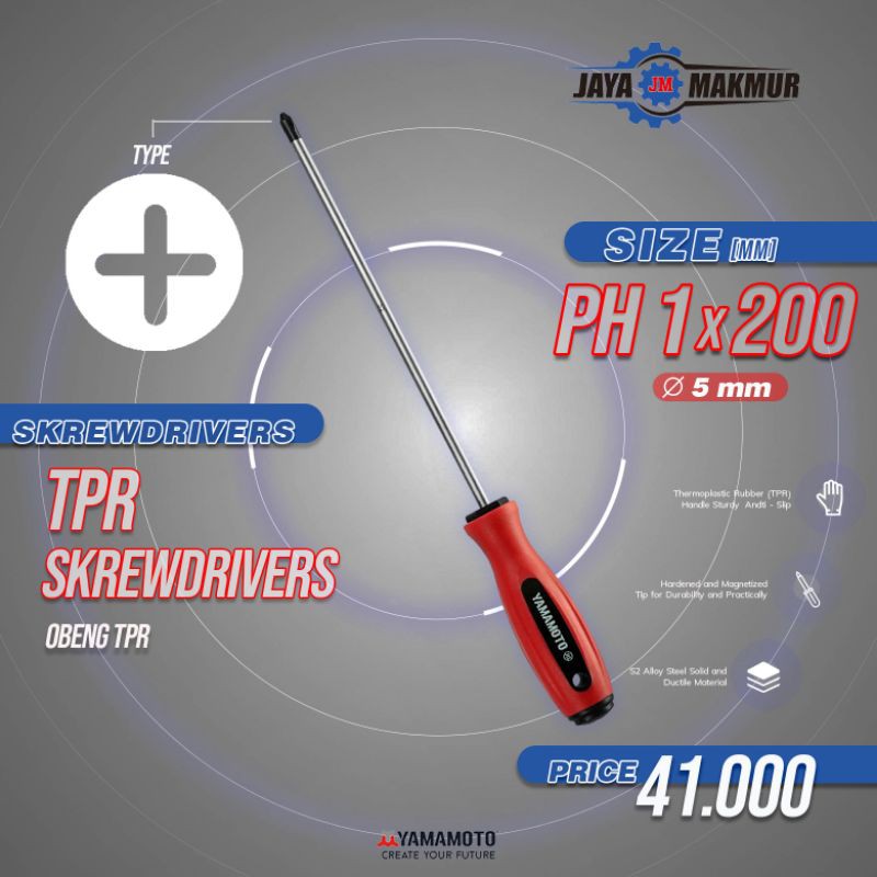 Obeng TPR/TPR Screwdrivers YAMAMOTO/PH1x200mm (ø5mm)