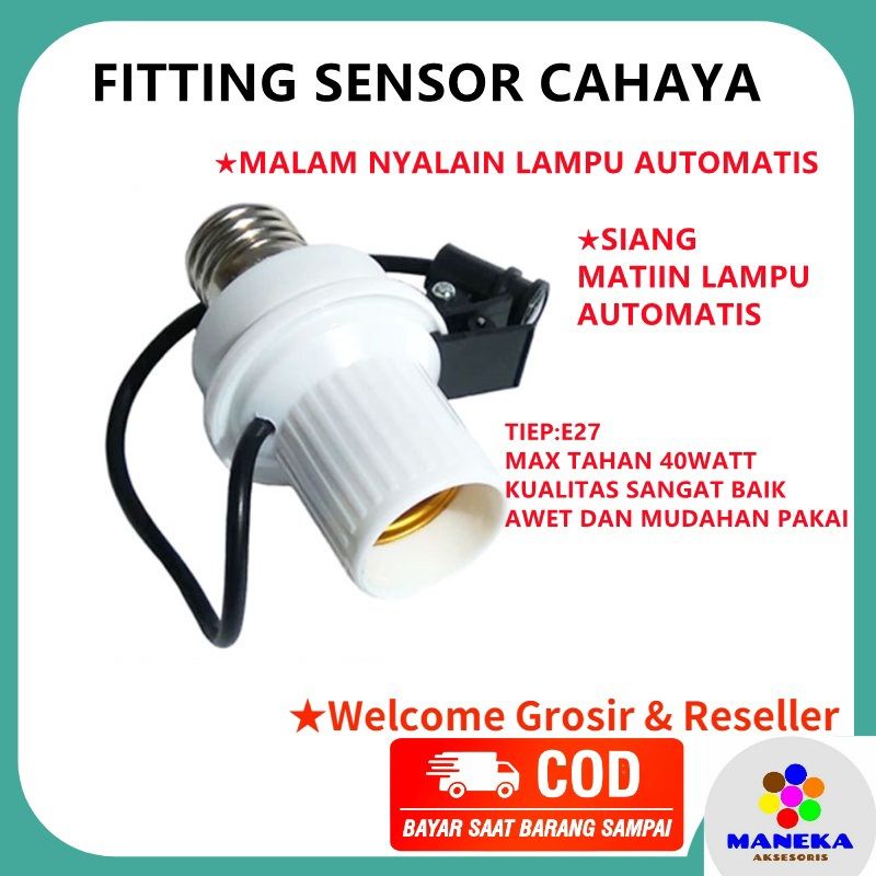 Fitting Sensor E27 Lampu Otomatis Mati Hidup Sendiri terkena Cahaya Siang Dan Malam