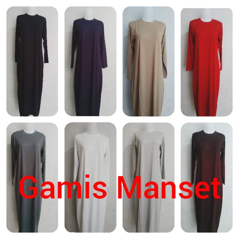 Manset gamis polos inner dress lengan panjang lekton kutung jumbo standar Astra Collection spandex r