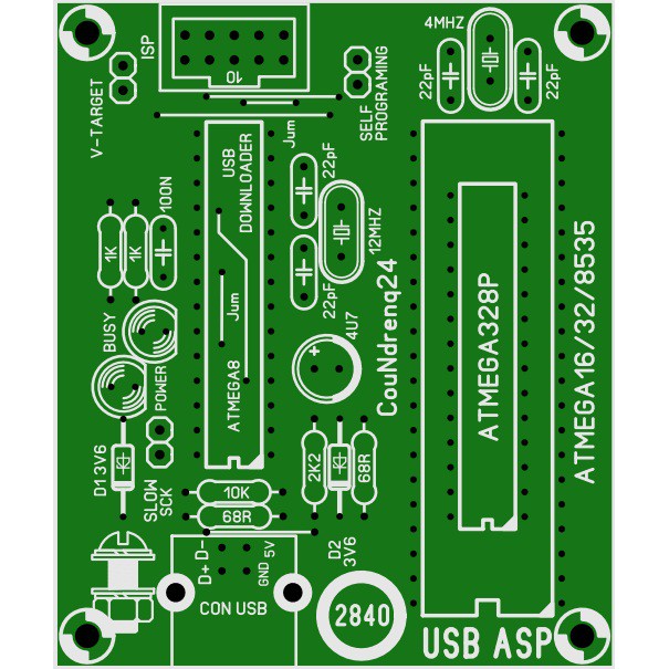 PCB USBASP Downloader Avr 2840p Alat Copy IC Micro Controller