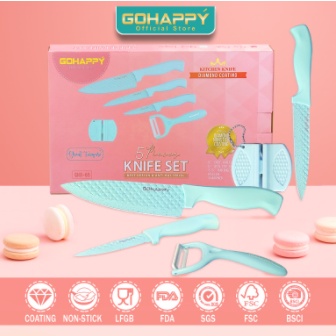 GOHAPPY PISAU SET DIAMOND 5 PCS TAJAM anti bacteria GHX65/GOHAPPY/PISAU SET/PISAU LENGKAP/PISAU CANT
