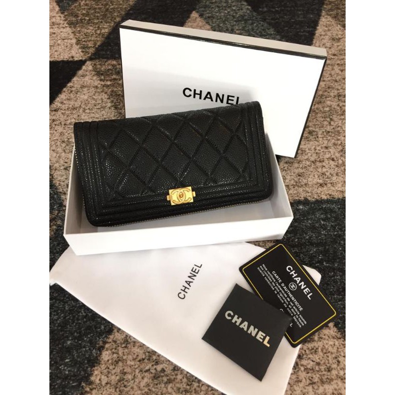 long zipper chevron wallet mirror