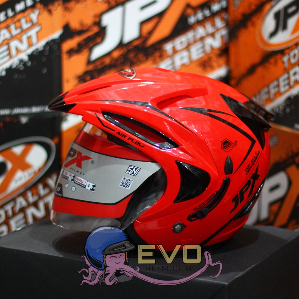 HELM JPX HALFFACE_JPX SUPREME - FIRE RED / BLACK ( ONGKIR 2KG) JPX HALFFACE JPX SUPREME