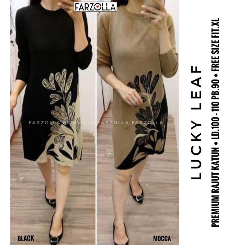 Baju Tunik Rajut Motif Daun Lucky Leaf Original by Farzolla