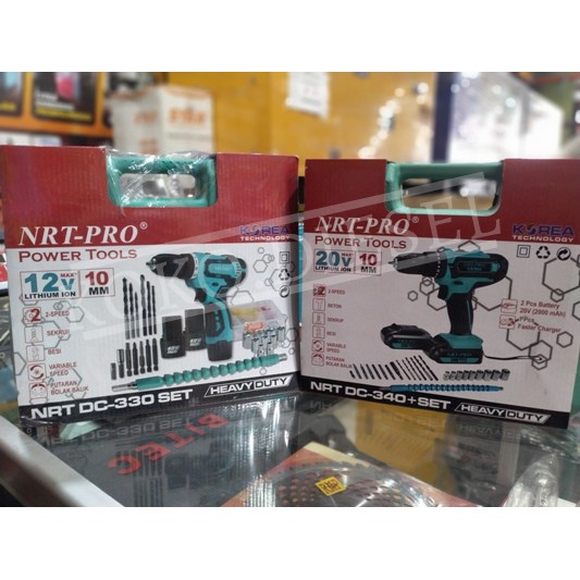 MESIN BOR BATERAI NRT PRO DC-330/ MESIN BOR BATERAI NRT PRO DC-340 - BOR SET 2 BATERAI MURAH