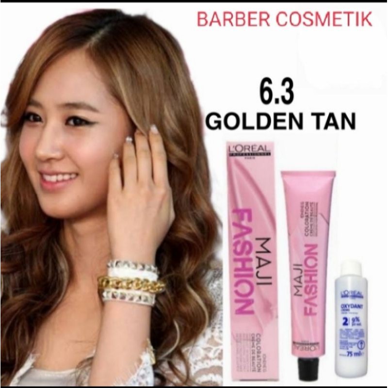 cat rambut loreal majirel maji fashion golden tan + oxidant pewarna rambut loreal