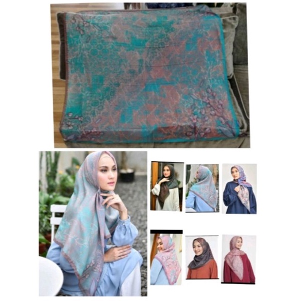 Ivan Gunawan Mandjha Scarf Fashion Lily Flower Turqouish,Ready jg warna lainnya brown,pink,navy,dll