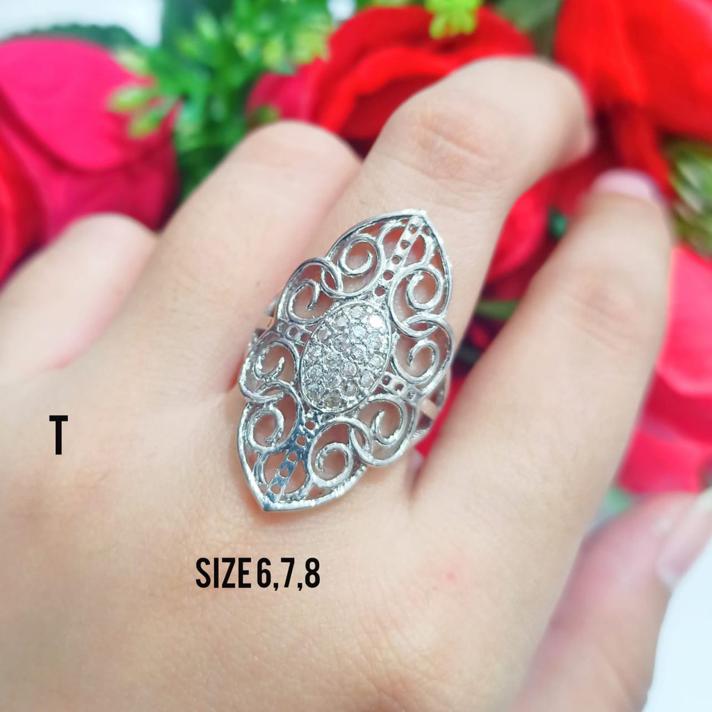 Cincin Dubai Dewasa Permata Full Mata Fashion Wanita Silver limited edition (COD)