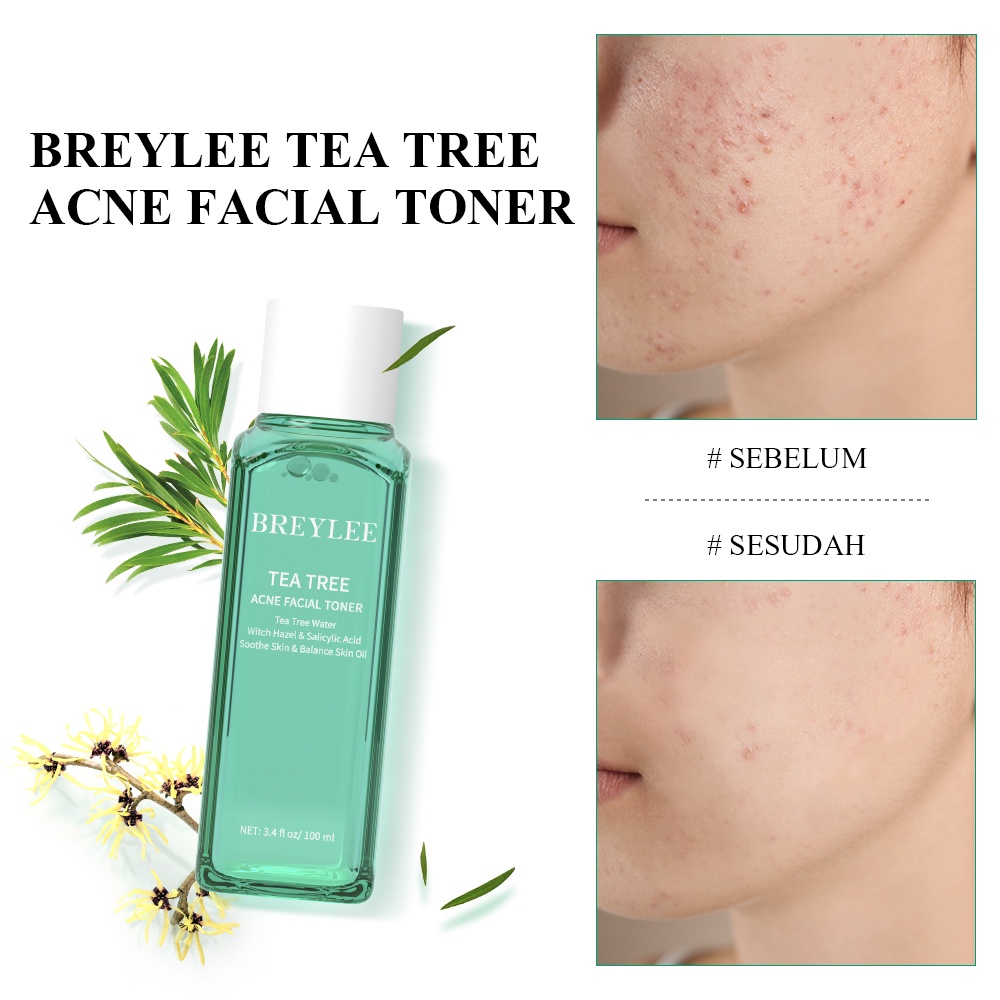 Toner Wajah BREYLEE Tea Tree Acne Facial Toner Melembabkan dan Menyegarkan Wajah