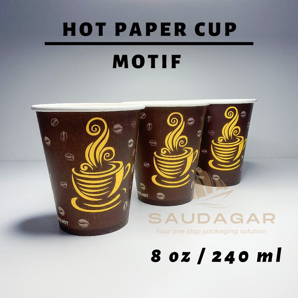 Hot paper cup / gelas kertas minuman panas / kopi / teh 8 oz