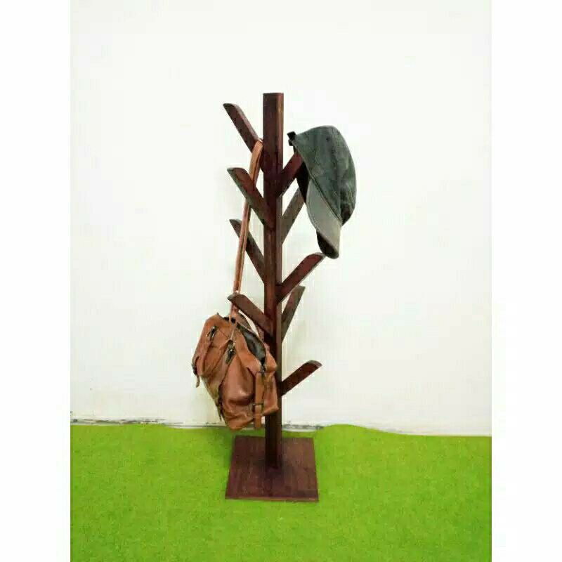 Standing Rak Gantugan Jaket Rak Topi Rak Tas Wanita Rak Jaket Rak Kayu Serbaguna