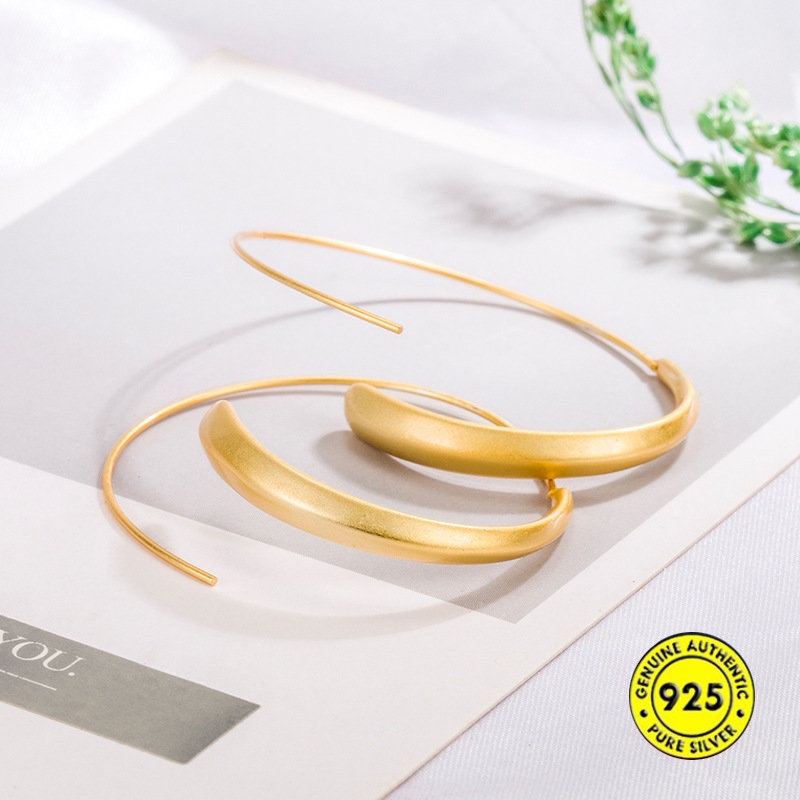 Anting Tusuk Sterling Silver 925 Lapis Emas 18K Desain Geometri Untuk Wanita U944