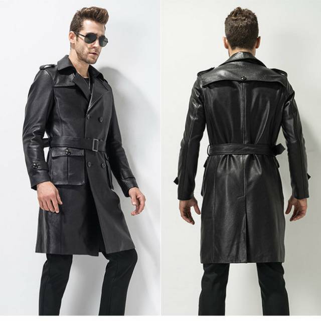 Blazer long coat pria terbaru kulit sintetis kualitas premium