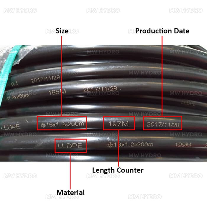 Selang PE 16 mm - Fertigasi / Irigasi / Hidroponik - 40 meter