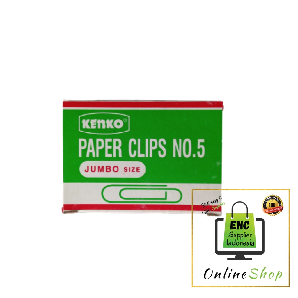 

60 buah KENKO trigonal klip no. 5 paper clip no.5 jumbo penjepit kertas besar per box - enc.sup