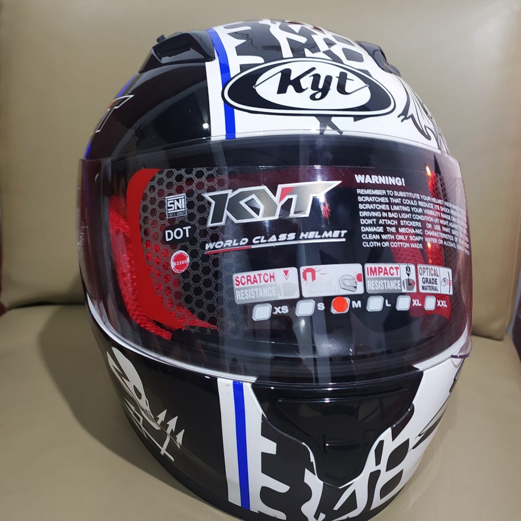 Helm KYT Full Face ORI SNI - Hitam Biru Putih